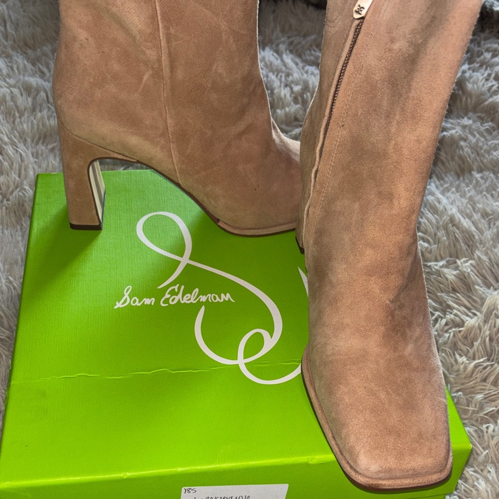 Sam Edelman Suede Ankle Boots in Taupe